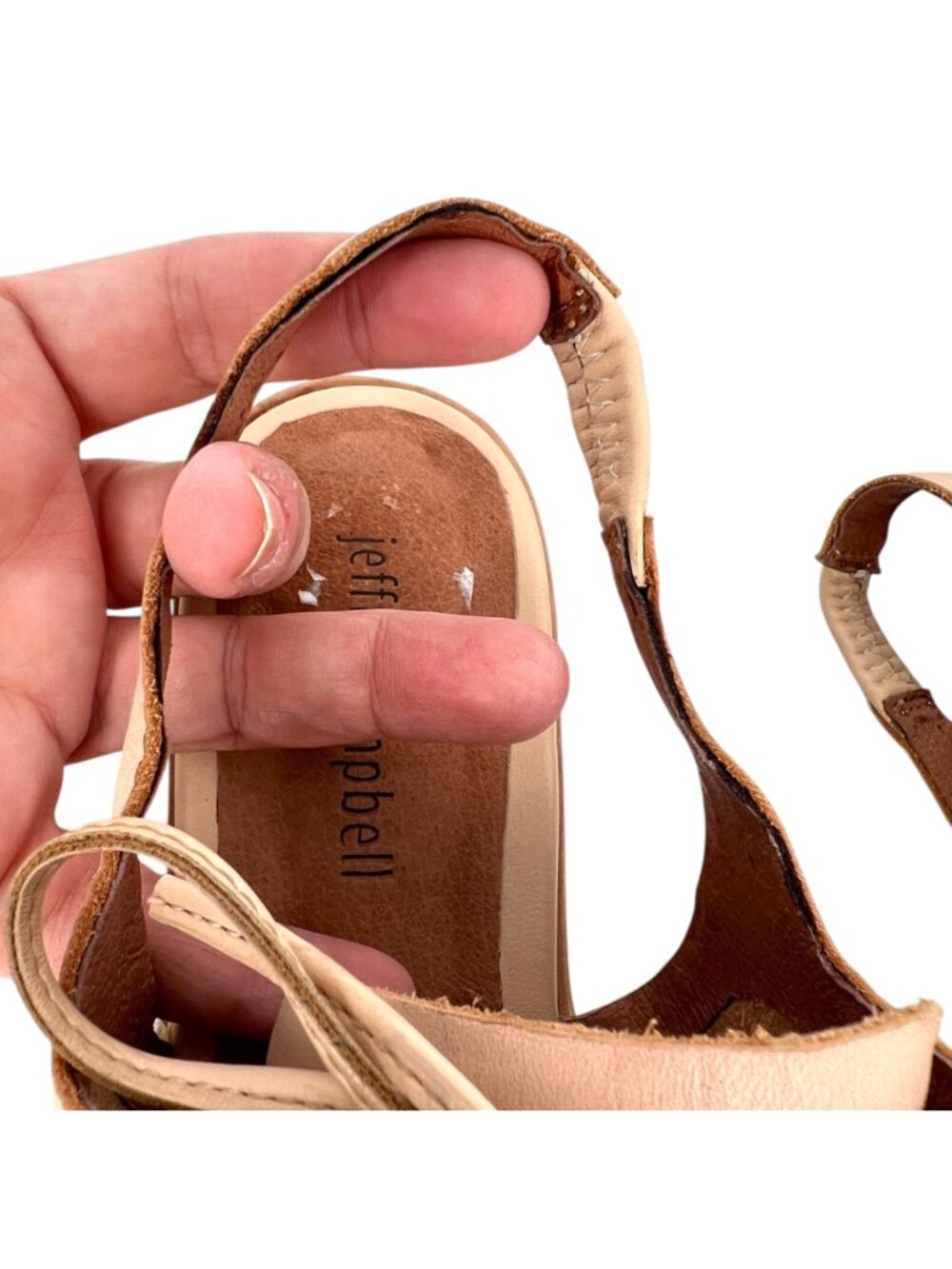 Jeffrey Campbell Beige Leather Slingback Oxford Shoes Size 9 Light Academia - Picture 11 of 14